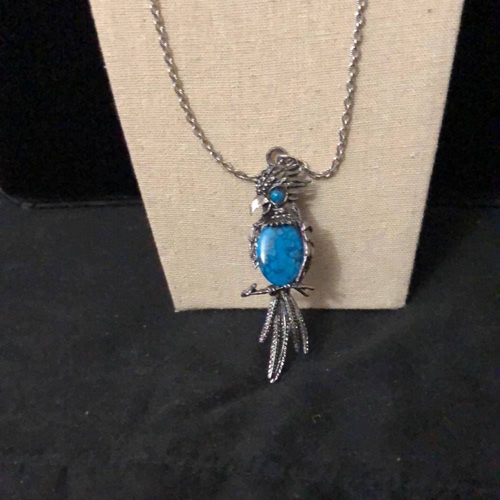 Aqua Stoned Parrot Necklace